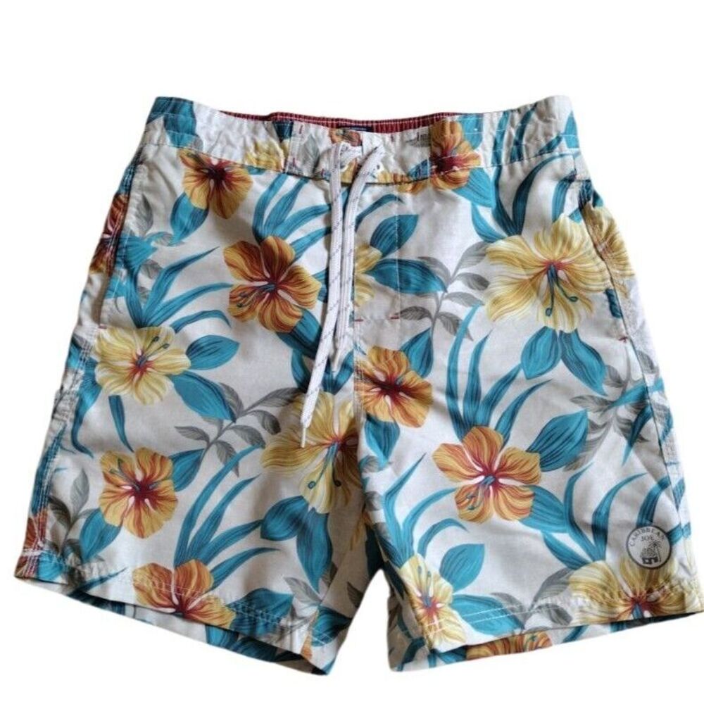 Caribbean Joe Swim Trunks Shorts Men M Multicolor Floral Tropical Vacation‎